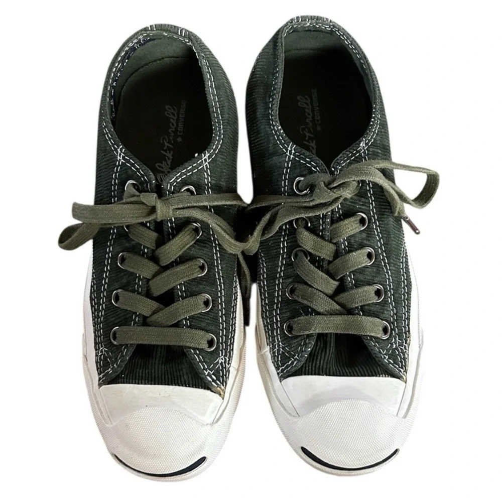 Converse | Kids Unisex Green Corduroy Lace Up Jack Purcell Sneakers Boys 3 G 4.5